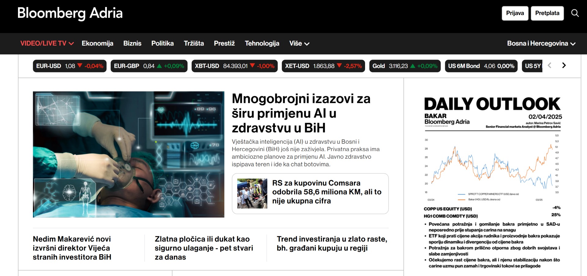 Bloomberg Adria: objavljen članak "Mnogobrojni izazovi za širu primjenu AI u zdravstvu u BiH"